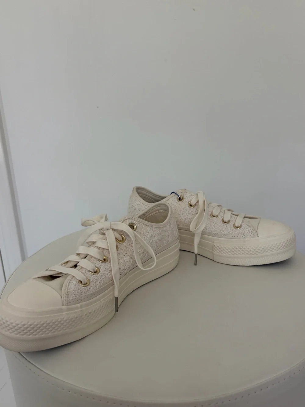 NWT Converse Women’s Platform Lace-Up Sneakers in Off-White